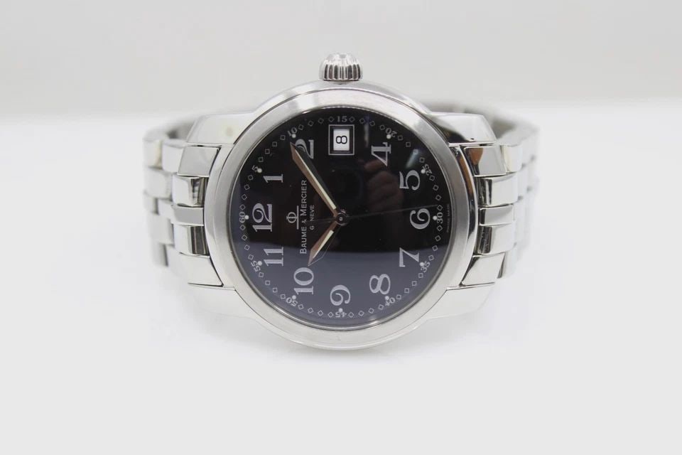BAUME & MERCIER CAPELAND 37MM BLACK DATE DIAL STAINLESS WATCH MV045214 (1 of 2)