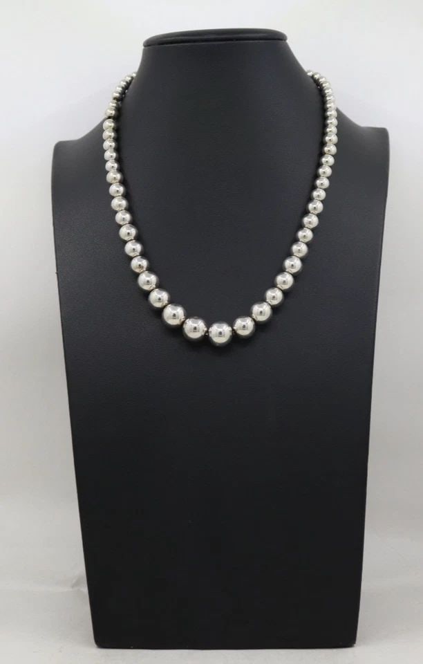 TIFFANY & CO. STERLING SILVER HARDWEAR GRADUATED BALL BEADED NECKLACE 18" (1 of 1)