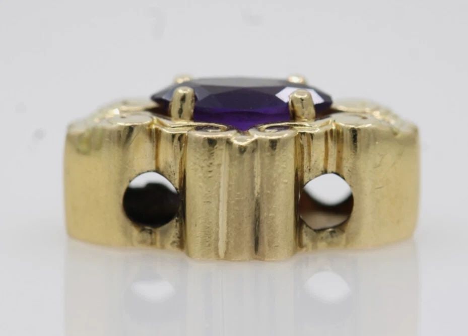 14K YELLOW GOLD PURPLE AMETHYST BRACELET SLIDE CHARM 2.3 GRAMS (1 of 2)