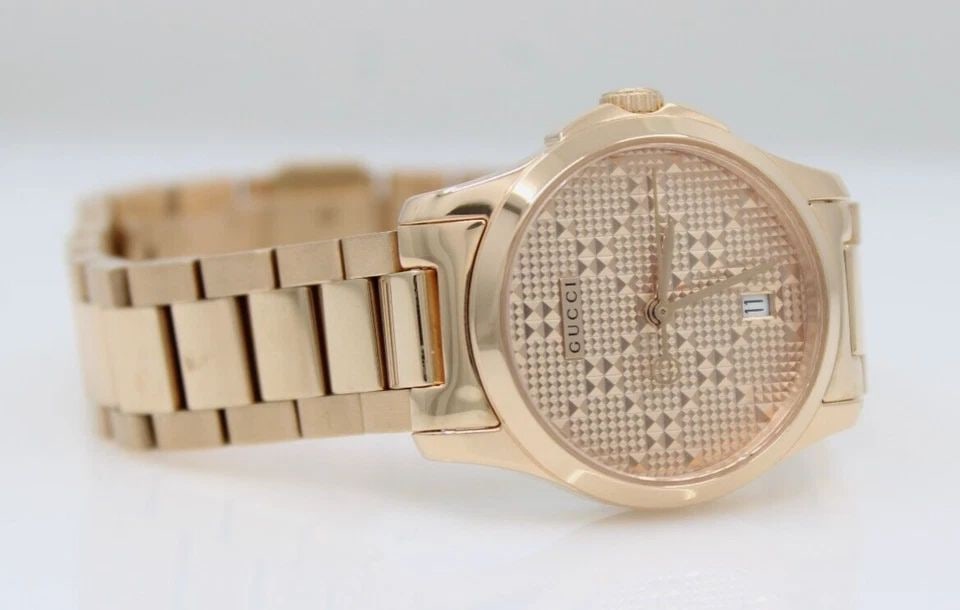 GUCCI G TIMELESS 27MM ROSE GOLD DATE DIAL ROSE GOLD COLORED WATCH YA126567 (1 of 2)