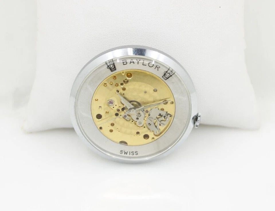 BAYLOR WATCH CO. 40MM GOLD & SILVER TONED SKELTON AUTOMATIC GOLF POCKET WATCH (1 of 2)