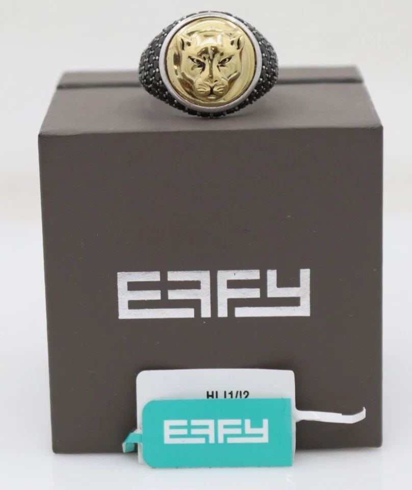 EFFY STERLING SILVER BLACK SPINAL PANTHER RING SIZE 10- 11.5 GRAMS (1 of 2)