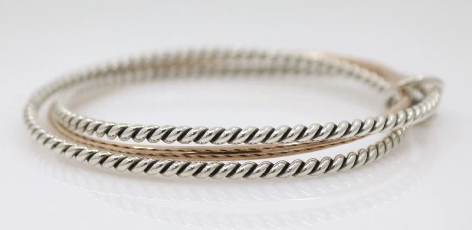 JAMES AVERY STERLING SILVER & BRONZE TRIPLE TWISTED CABLE BANGLE BRACELET (1 of 2)