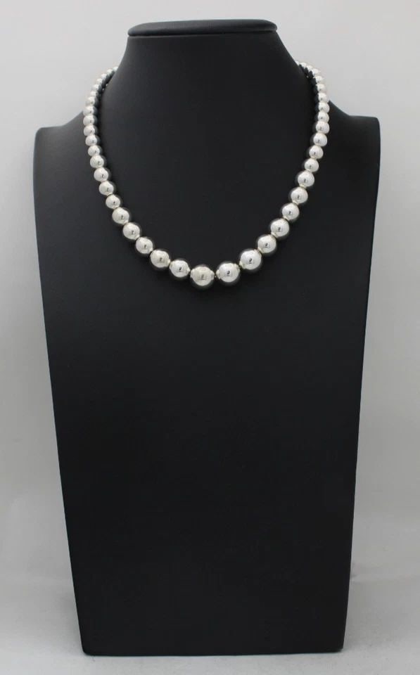 TIFFANY & CO. GRADUATED STERLING SILVER BALL BEADED NECKLACE 16.25" (1 of 2)