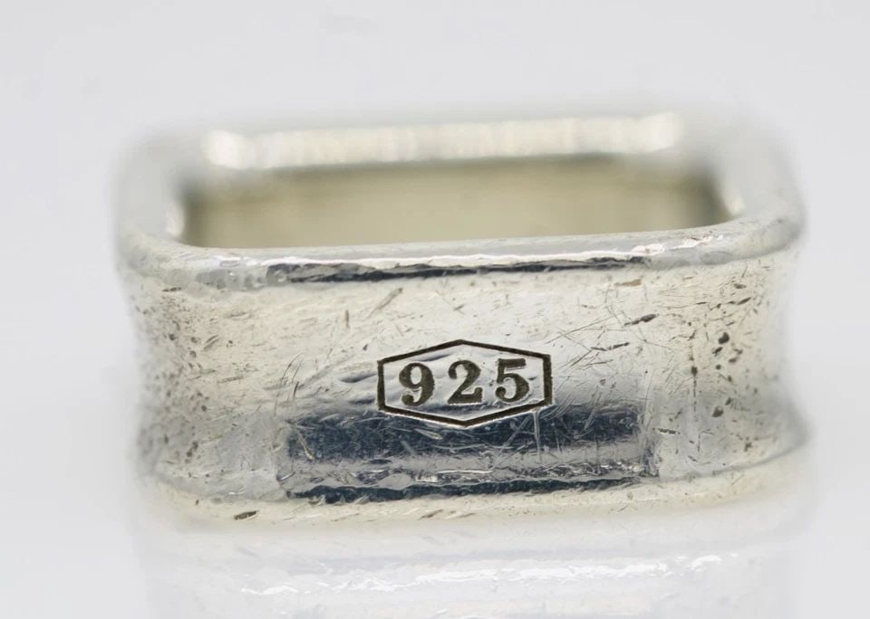 TIFFANY & CO. 1837 STERLING SILVER SQUARE CONCAVE BAND RING SIZE 4.5 - 9.6 GRAMS (1 of 2)