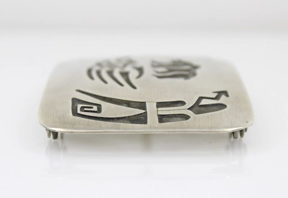 VINTAGE NAVAJO NATIVE AMERICAN STEEVE GRANT SG BEAR CLAW BELT BUCKLE 43.7G (1 of 2)