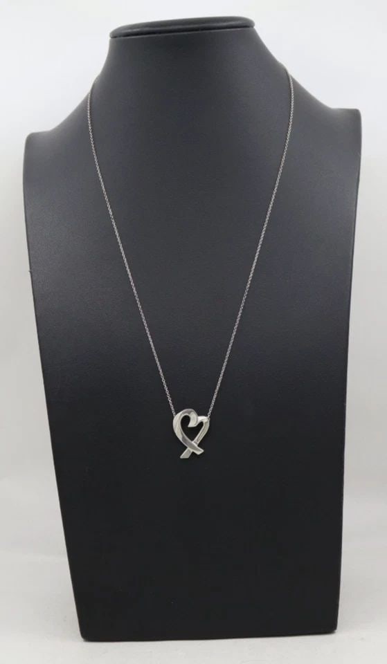 TIFFANY & CO. PALOMA PICASSO STERLING SILVER LOVING HEART NECKLACE 19" - 4 GRAMS (1 of 2)