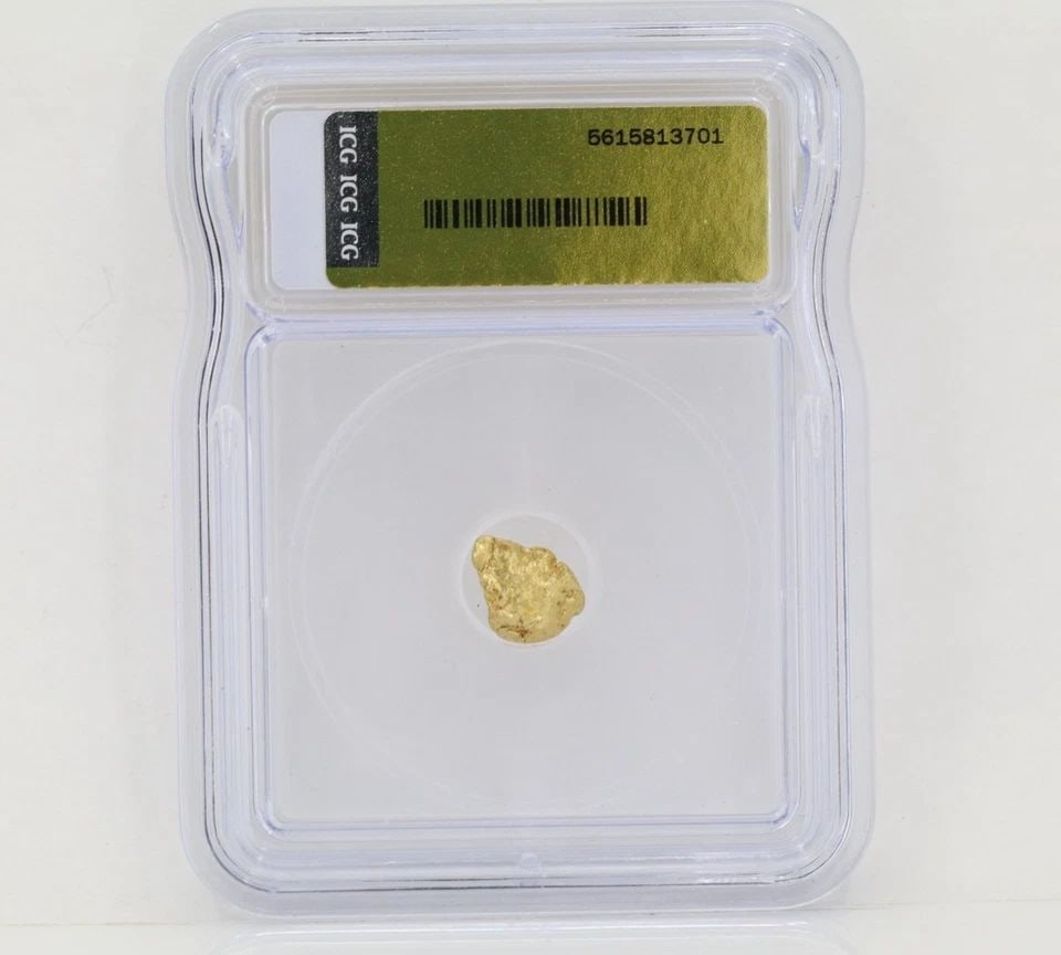 ICG GRADED CERTIFIED GENUINE NATURAL GOLD NUGGET 0.81 GRAMS SLABBED (1 of 2)