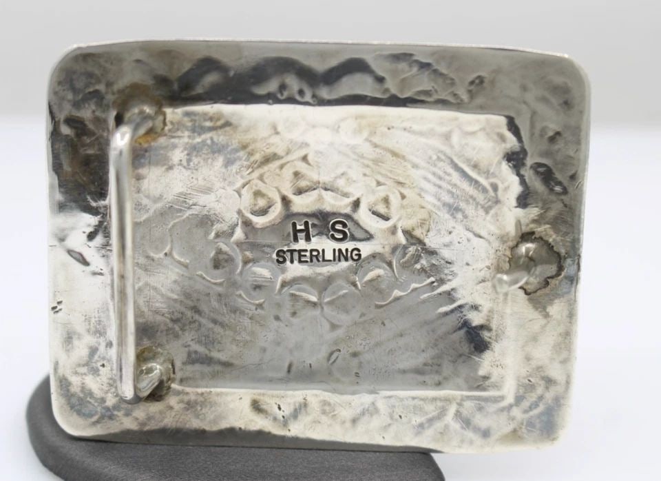 NAVAJO HENRY SAM STERLING SILVER LAPIS BELT BUCKLE 48.6 GRAMS (1 of 2)