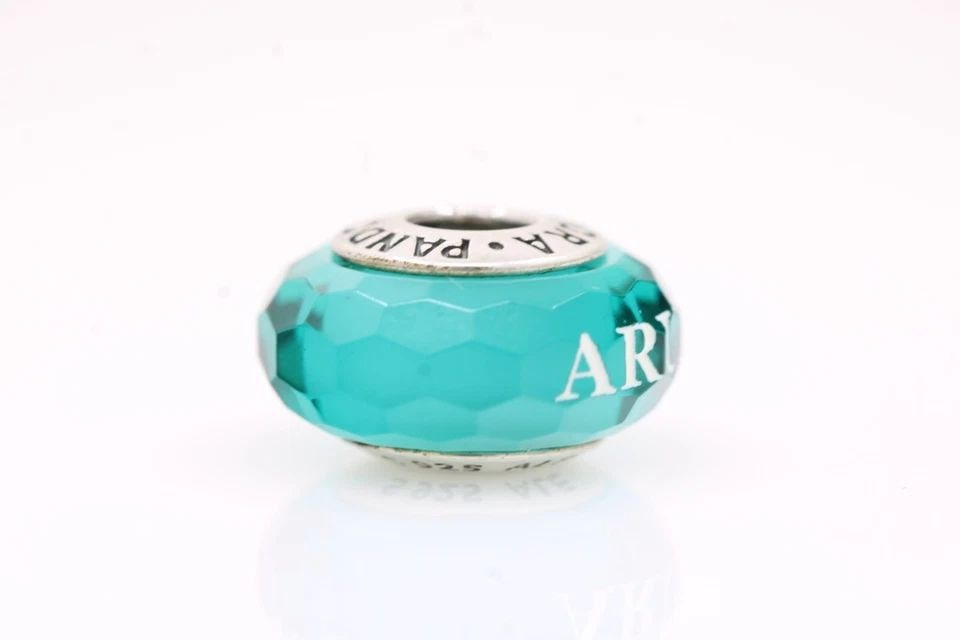 AUTHENTIC ALE PANDORA STERLING SILVER ARUBA TEAL MURANO CHARM 3.6 GRAMS (1 of 2)