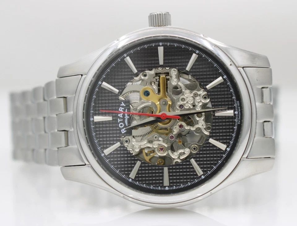 ROTARY STAINLESS STEEL 40MM SKELETON DIAL AUTOMATIC WATCH GB03876 (1 of 1)