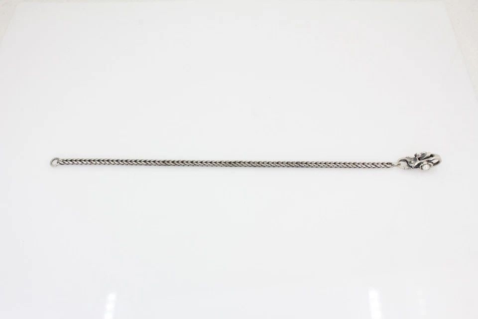 TROLLBEAD STERLING SILVER FOXTAIL WHEAT CHARM 8" BRACELET W/ FLOWER PEARL LOCK (1 of 2)