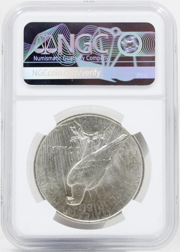 1923-P PEACE SILVER DOLLAR MS-63 NGC: 1923-P PEACE SILVER DOLLAR MS-63 NGC Description 1923-P Peace Silver Dollar MS-63 NGC Coins has been graded as a MS-63 by NGC. The protective plastic holder may show signs of shelf wear and/or tear. T