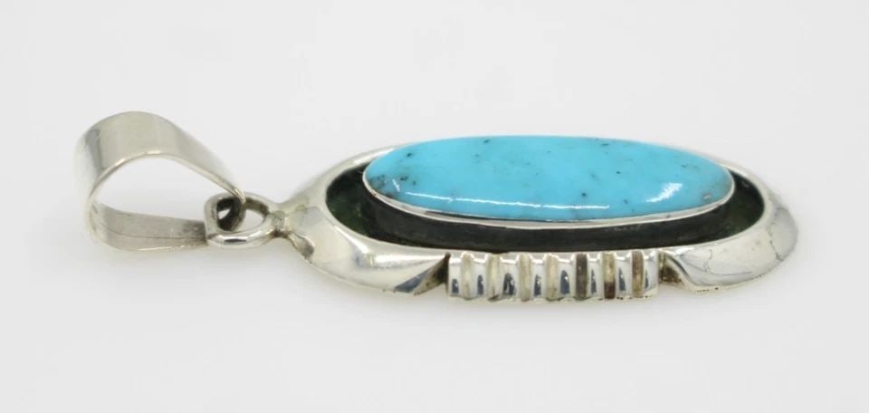 NAVAJO BY BEN YAZZIE STERLING SILVER TURQUOISE PENDANT (1 of 2)