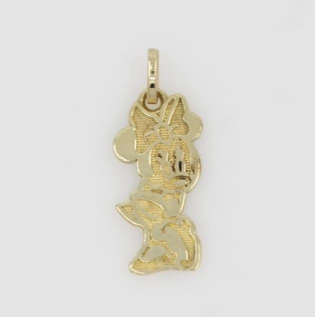 DISNEY 10K YELLOW GOLD CARVED TEXTURED MINNIE MOUSE CHARM PENDANT: DISNEY 10K YELLOW GOLD CARVED TEXTURED MINNIE MOUSE CHARM PENDANT Description Disney 10K Yellow Gold Carved Textured Minnie Mouse Charm Pendant Charm/pendant is in good condition. May show signs of we