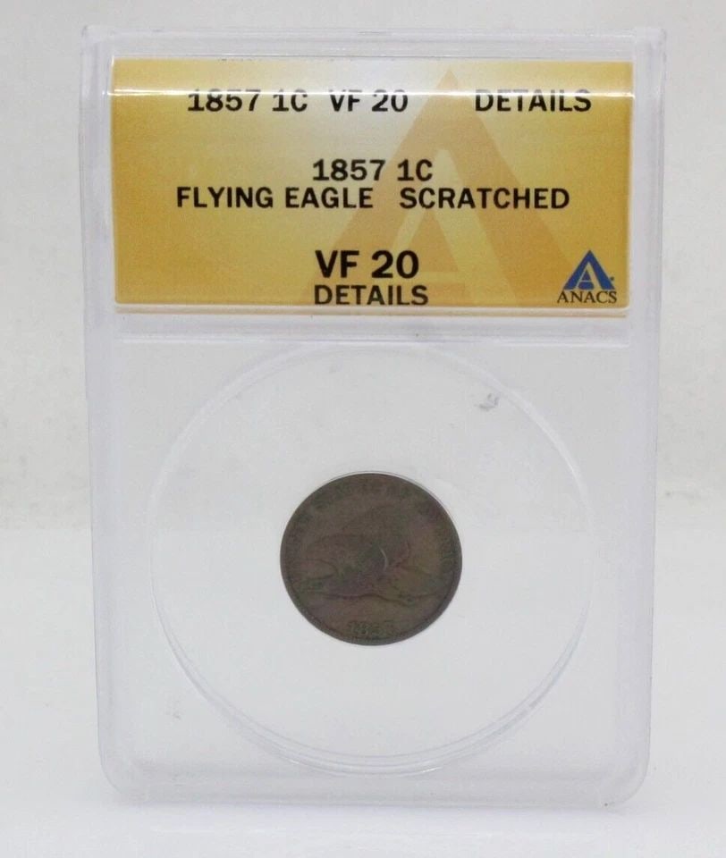 1857- 1C VF 20 FLYING EAGLE SCRATCHED ANACS (1 of 2)