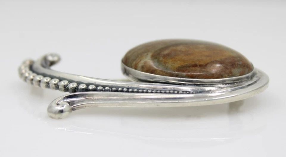 VINTAGE RUTH MEXICO STERLING SILVER 925 JASPER BROOCH PIN 20.9 GRAMS (1 of 2)