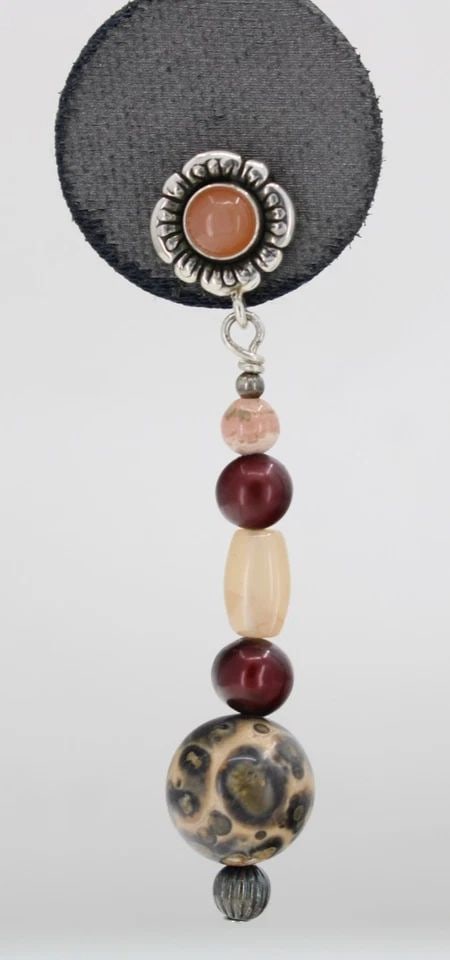 CAROLYN POLLACK STERLING SILVER MOONSTONE BEADED DANGLE EARRINGS 7.9 GRAMS (1 of 2)