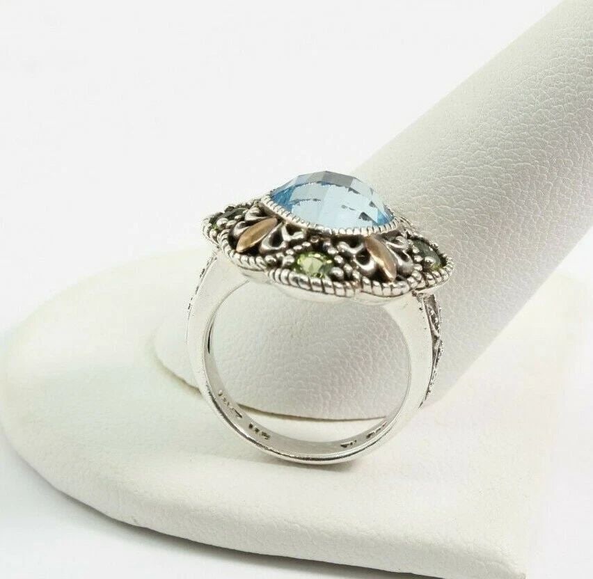 MC/TH HALLMARK 14K WG & 925 STERLING SILVER TOPAZ & PERIDOT RING W/ COPPER WASH (1 of 2)