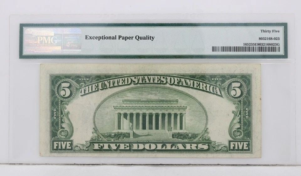 $5 1934B SILVER CERTIFICATE 35 EPQ CHOICE VERY FINE S/N L47971795A PP G (1 of 2)