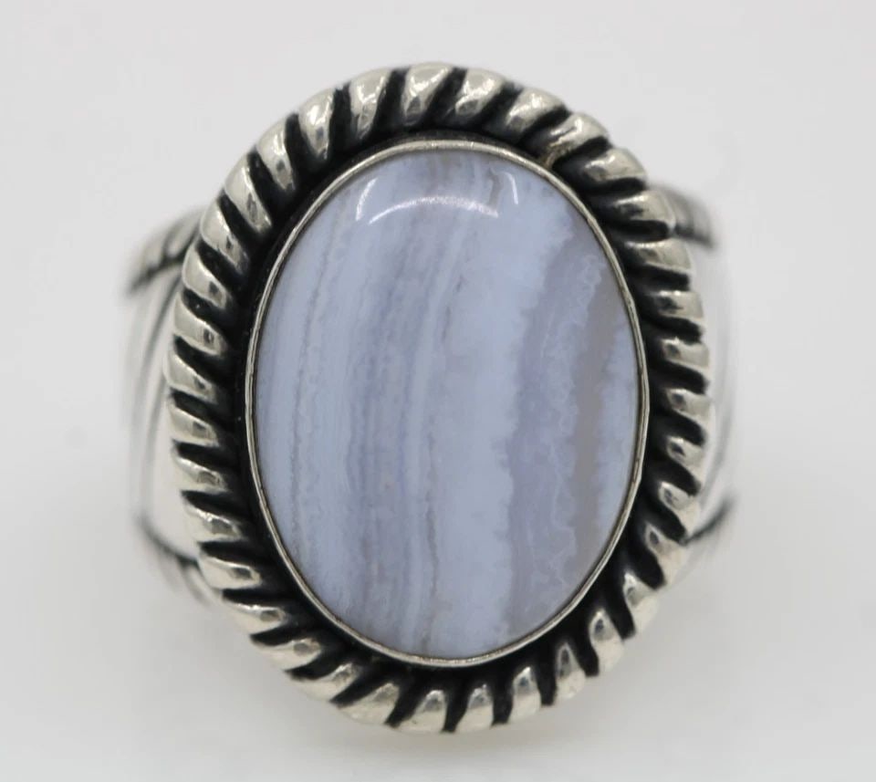 CAROLYN POLLACK RELIOS STERLING SILVER BLUE LACE AGATE RING SIZE 6.5 (1 of 2)