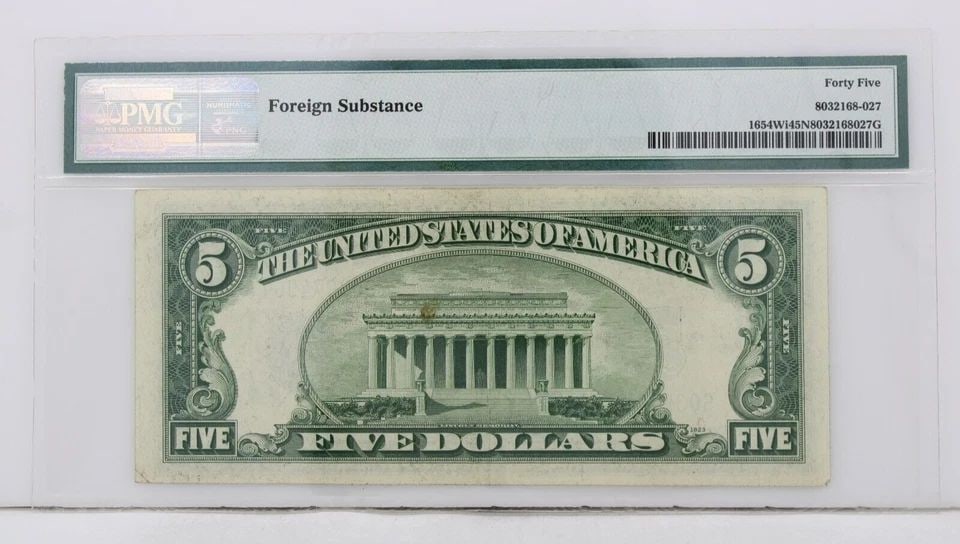$5 1934D SILVER CERTIFICATE 45 CHOICE EXTREMELY FINE S/N S03974907A PP I BP 1823 (1 of 2)