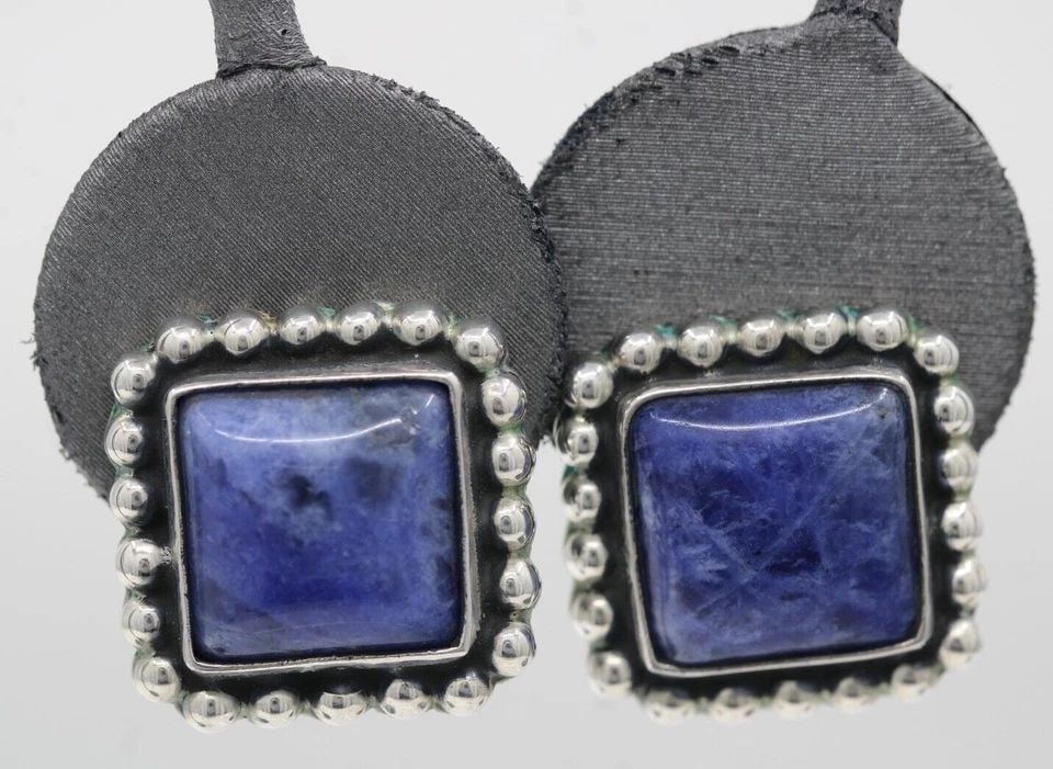 STERLING SILVER LAPIS LAZULI EARRINGS & PENDANT SET 21 GRAMS (1 of 2)