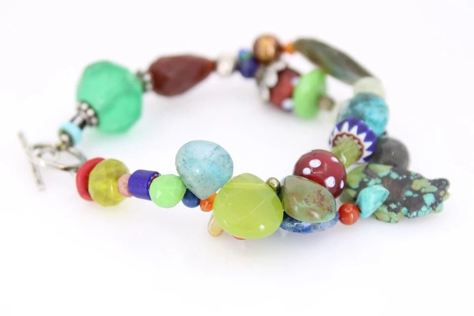 PAIGE WALLACE TURQUOISE & BEAD TOGGLE 8" BRACELET (1 of 1)