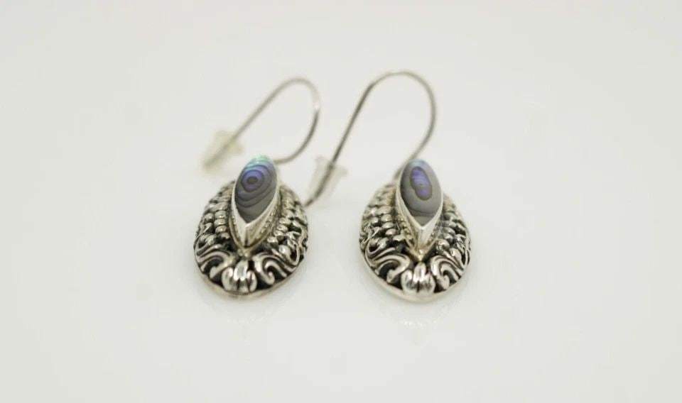 SAMUEL B STERLING SILVER ABALONE DANGLE DROP EARRINGS (1 of 2)
