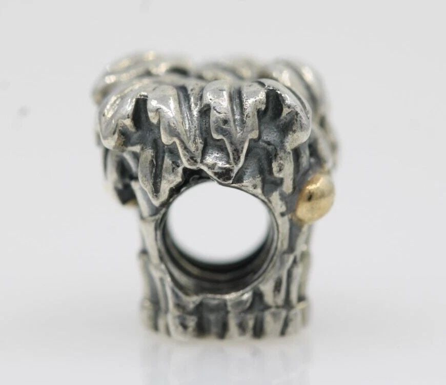 RETIRED PANDORA STERLING SILVER & 14K GOLD PALM TREE W/ COCONUTS CHARM 790521 (1 of 2)
