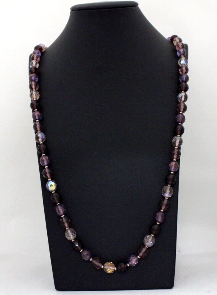 JOAN RIVERS 10MM PURPLE CZECH GLASS BEAD GOLD TONE 34"- 38" NECKLACE: JOAN RIVERS 10MM PURPLE CZECH GLASS BEAD GOLD TONE 34"- 38" NECKLACE Description Vintage Joan Rivers 10mm Purple Czech Glass Bead Gold Tone 38" Necklace Necklace is in great condition. May show signs 