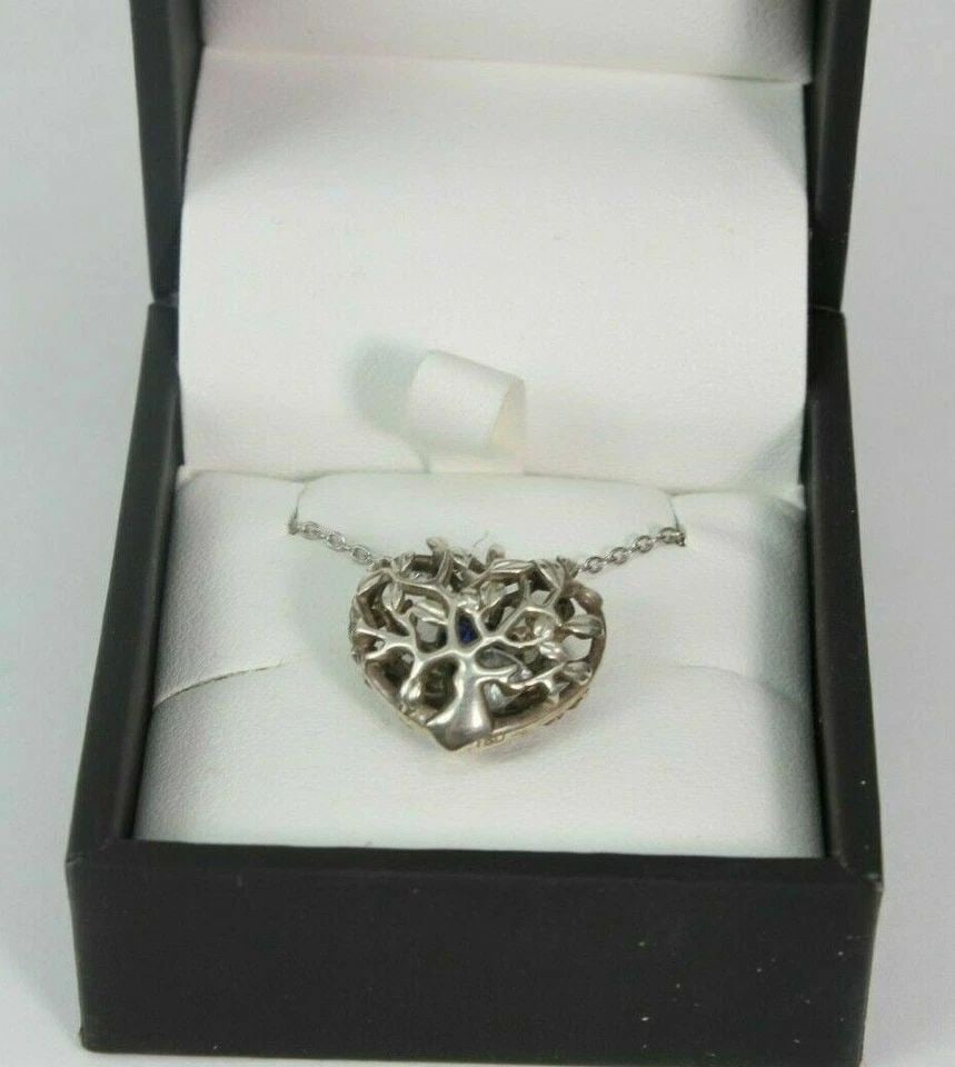 JEWLR 925 JWLP0298 FAMILY TREE CAGED PENDANT W/ CZ AND BLUE SAPPHIRE STONE (1 of 2)