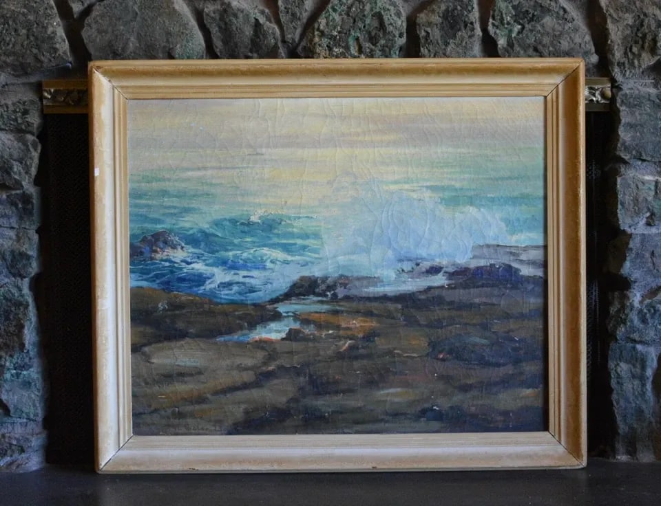 WILLIAM GALEN DOSS 1873-1957 - LAGUNA BEACH CALIFORNIA SEASCAPE OIL PAINTING (1 of 2)