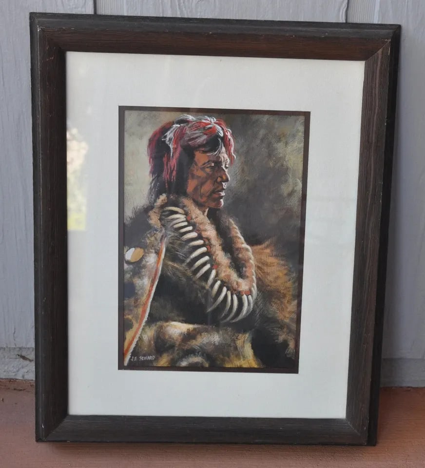 JAMES E. SEWARD (1926-) ORIGINAL PAINTING OF SAUK INDIAN CHIEFTAIN - KEOKUK: JAMES E. SEWARD (1926-) ORIGINAL PAINTING OF SAUK INDIAN CHIEFTAIN - KEOKUK Item Description: This original watercolor painting was done by artist James E. Seward (1926-2011). It is a portrait of a Sa