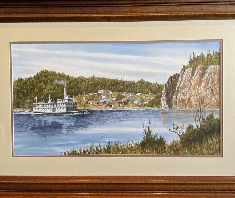 JIM KNUTSON - ALASKA STEAMBOAT - VTG WATERCOLOR LANDSCAPE PAINTING - KNIK ALASKA (1 of 2)
