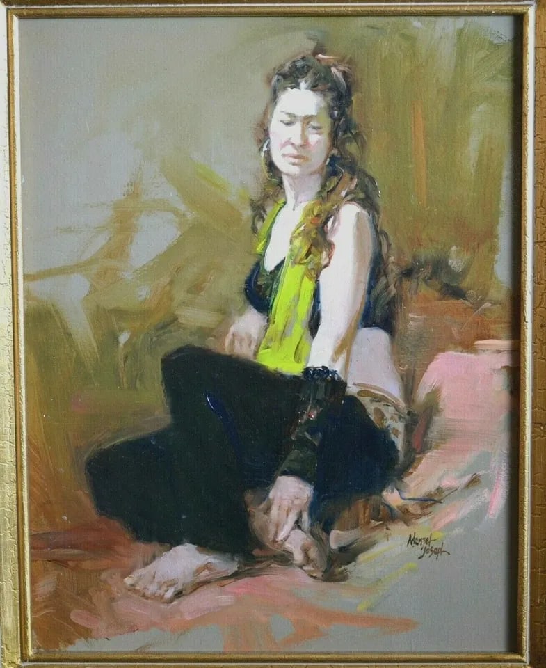 JAMES MENZEL JOSEPH - FRAMED ORIGINAL OIL PAINTING YOUNG WOMAN "PENSIVE MOMENT" (1 of 2)