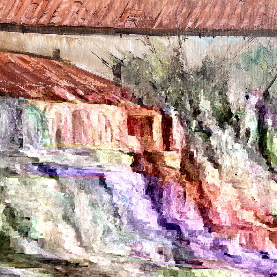 LARGE VINTAGE OIL PAINTING - CALIFORNIA MISSION CHURCH - CALIF ARTIST KAY KETTLE (1 of 2)