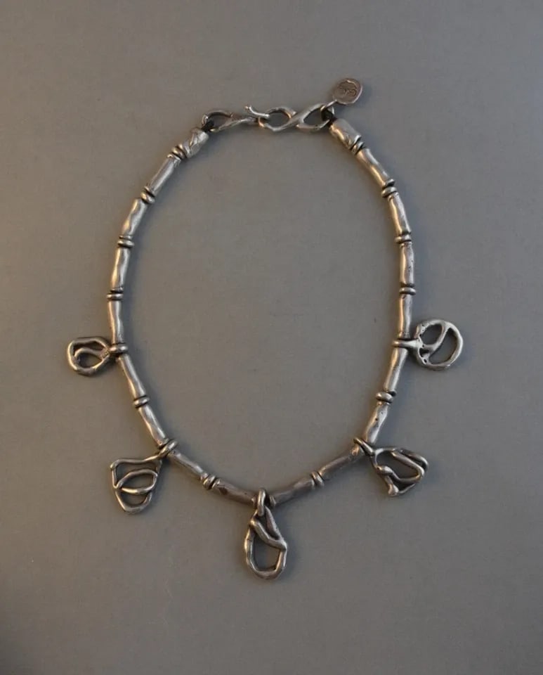 VINTAGE STERLING SILVER MODERNIST NECKLACE - 17" 110 GRAMS SIGNED GC (1 of 2)