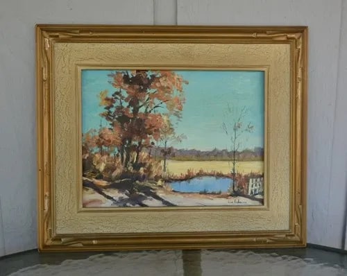 LEWIS OSBORNE (1887-1972) - OIL LANDSCAPE PAINTING - HORN POND - WOBURN MA - 2