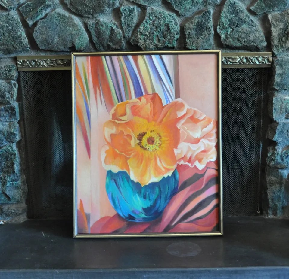IRENA D. GRIEZE - VIBRANT ORIGINAL PAINTING - ROSE IN VASE - LITHUANIAN ARTIST: IRENA D. GRIEZE - VIBRANT ORIGINAL PAINTING - ROSE IN VASE - LITHUANIAN ARTIST Item Description: This vibrant still life painting was done by Lithuania artist Irena D. Grieze. This painting has a wond