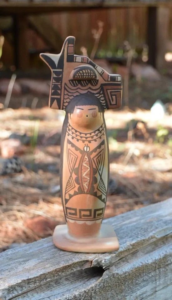 DARLENE NAMPEYO - HOPI MAIDEN FIGURE POT - INTRICATE CORN BUTTERFLY 7 1/8" TALL (1 of 2)