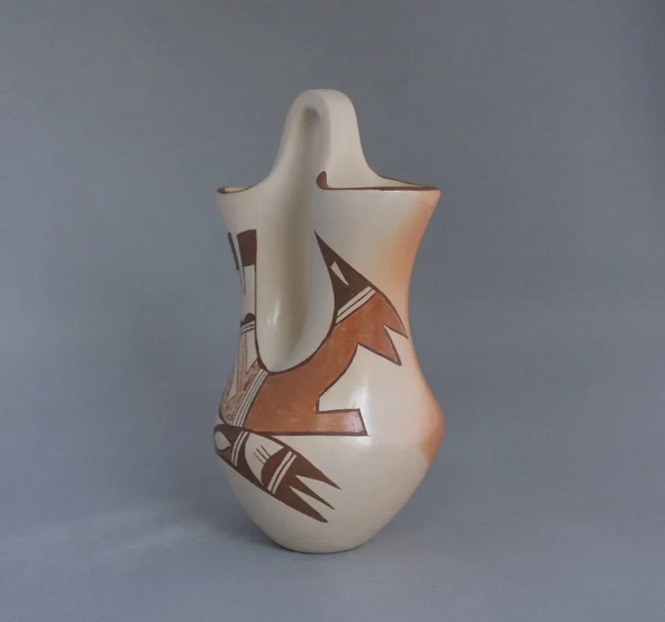 BARBARA POLACCA - VINTAGE HOPI WEDDING VASE POT - WING PATTERNS - 8.5" TALL X 5" (1 of 2)