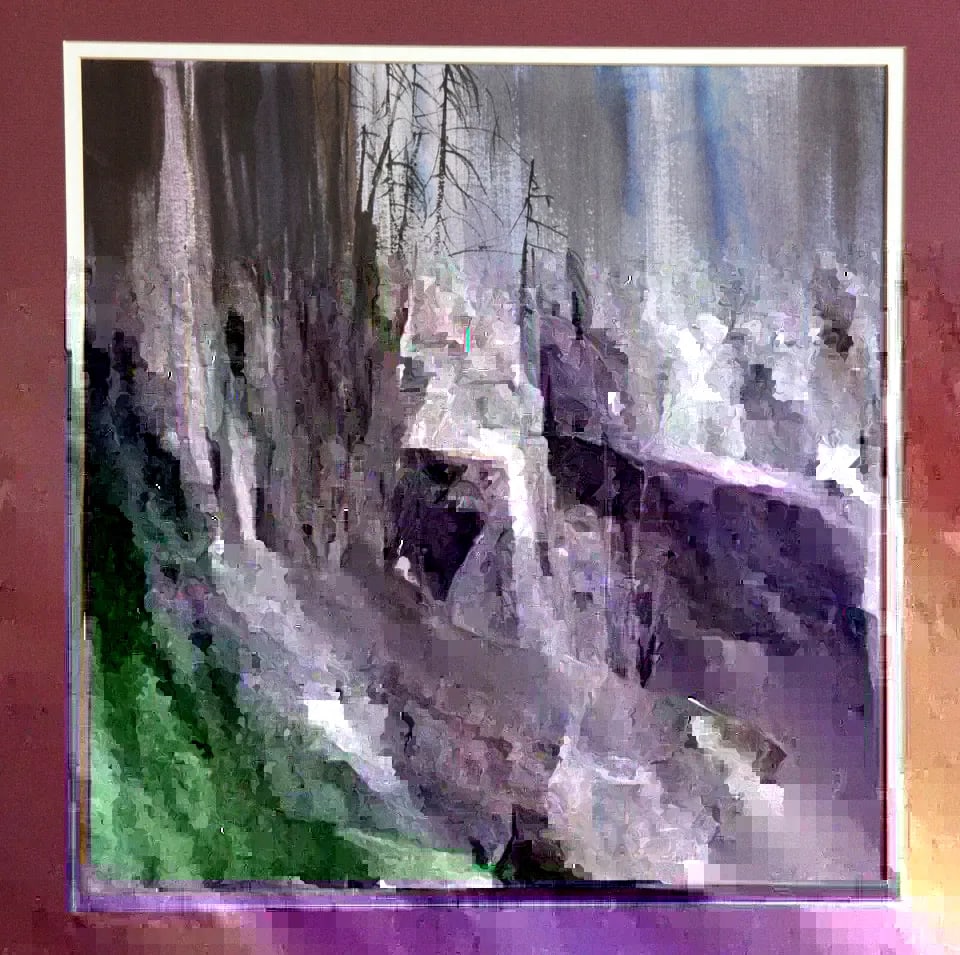 FEDORAK - ORIGINAL WATERCOLOR PAINTING - WINTER WOODS - DEEP MAUVES WHITE BROWNS: FEDORAK - ORIGINAL WATERCOLOR PAINTING - WINTER WOODS - DEEP MAUVES WHITE BROWNS Item Description: This original watercolor painting shows a winter scene painted in deep and light mauves, browns and t
