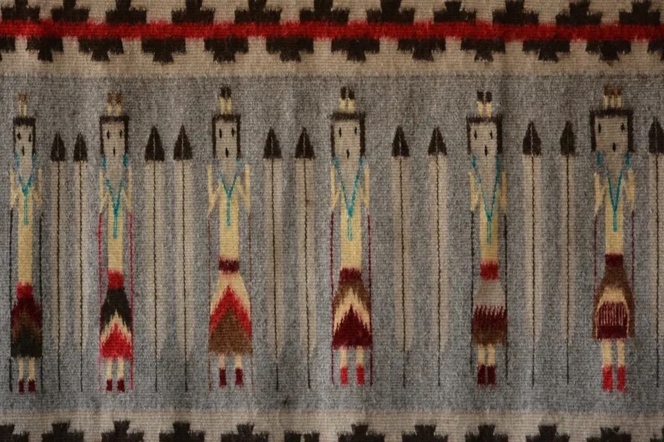VINTAGE YEI BI CHEI NAVAJO RUG - TIGHTLY WOVEN - 18" X 31" (1 of 2)