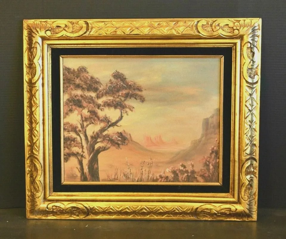 VTG MID CENTURY ETHEREAL SOUTHWEST LANDSCAPE PAINTING - EVELYN MORRIS (1 of 2)