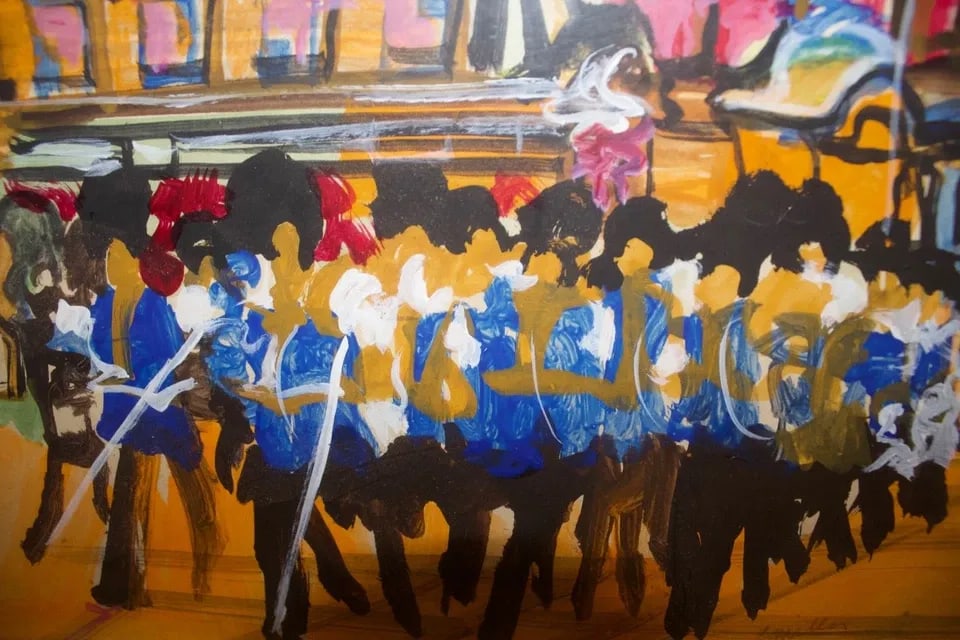 COLORFUL IMPRESSIONIST PAINTING MARCHING BAND - CALIFORNIA ARTIST ESTHER MILLER (1 of 2)