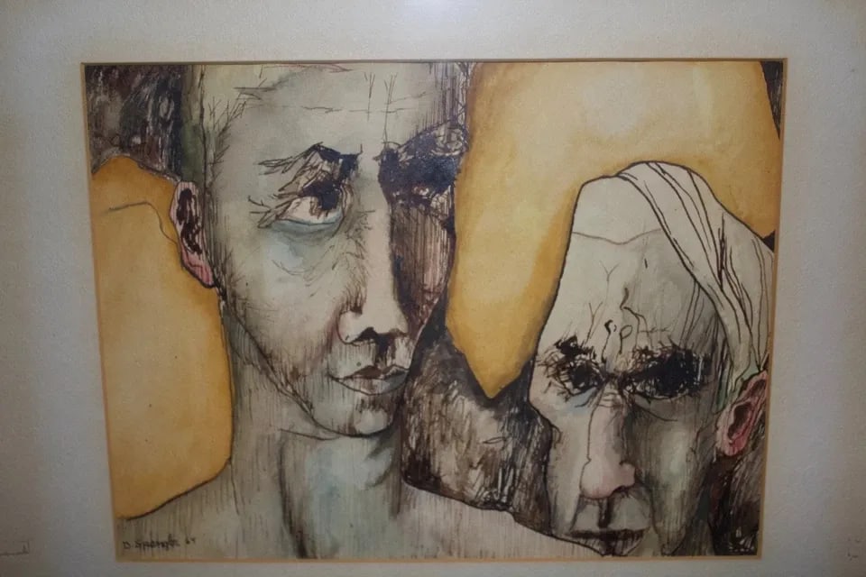 VINTAGE PEN & INK WATERCOLOR DRAWING - 2 MEN - D. SPANGLER - 1964: VINTAGE PEN & INK WATERCOLOR DRAWING - 2 MEN - D. SPANGLER - 1964 Item Description: This vintage pen and ink drawing of two men was done by D. Spangler. It is signed and dated 1964 in the lower left. 