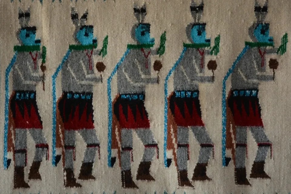 VINTAGE NAVAJO YEI BI CHEI RUG - 15" X 25.5" (1 of 2)