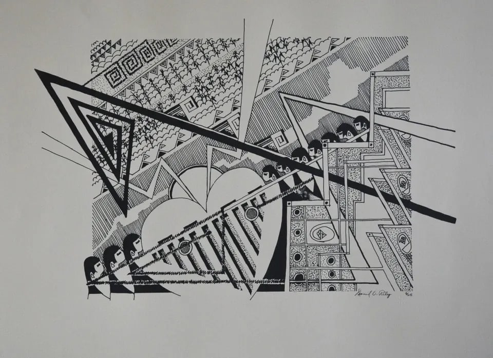 DAVID O. RILEY - HOPI SYMBOLS - THUNDERBOLT RAINCLOUD - PRINT 3/25 (1 of 2)