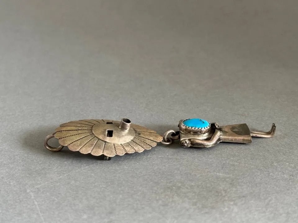 VINTAGE NAVAJO STERLING SILVER W TURQUOISE SUNFACE KACHINA PENDANT/BROOCH (1 of 2)